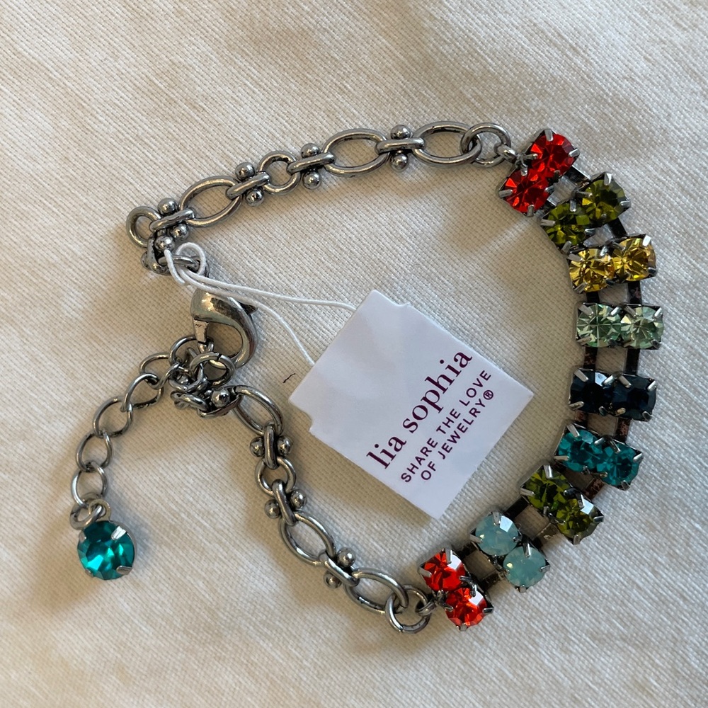 Lia Sophia Multicoloured Crystal Chain Bracelet